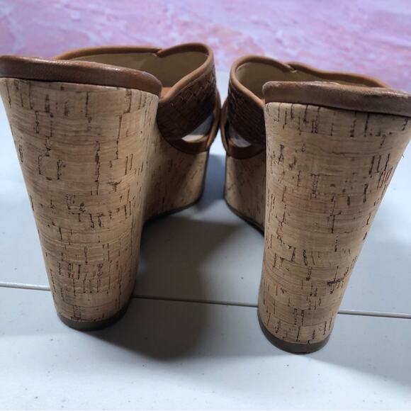 Cork platform leather woven sandals by Via Spiga 8.5 - Picture 8 of 9